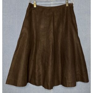 TALBOTS 100% Pure IRISH Linen Classic A-Line Flared women Brown 4P Cottage